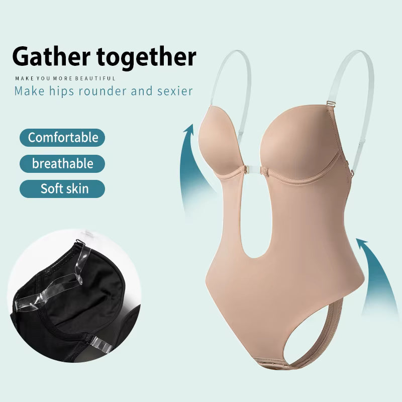Body moulant à col en V pour femme