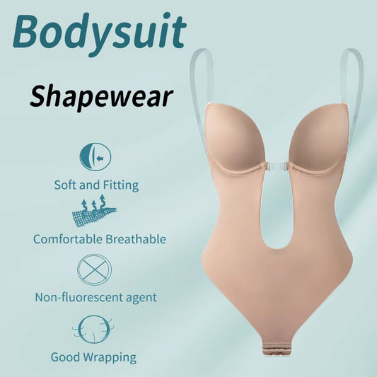 Body moulant à col en V pour femme