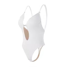 Body moulant à col en V pour femme