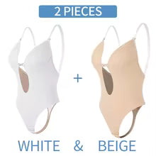 Body moulant à col en V pour femme