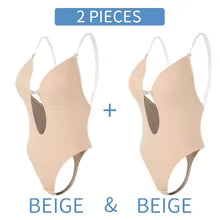 Body moulant à col en V pour femme